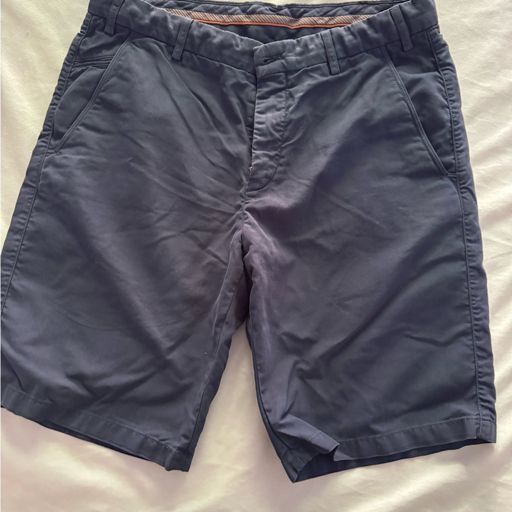 Loro Piana Slate Blue Flat Front Shorts